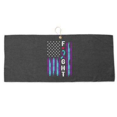 Fight Ribbon American Flag Suicide Prevention Awareness Large Microfiber Waffle Golf Towel