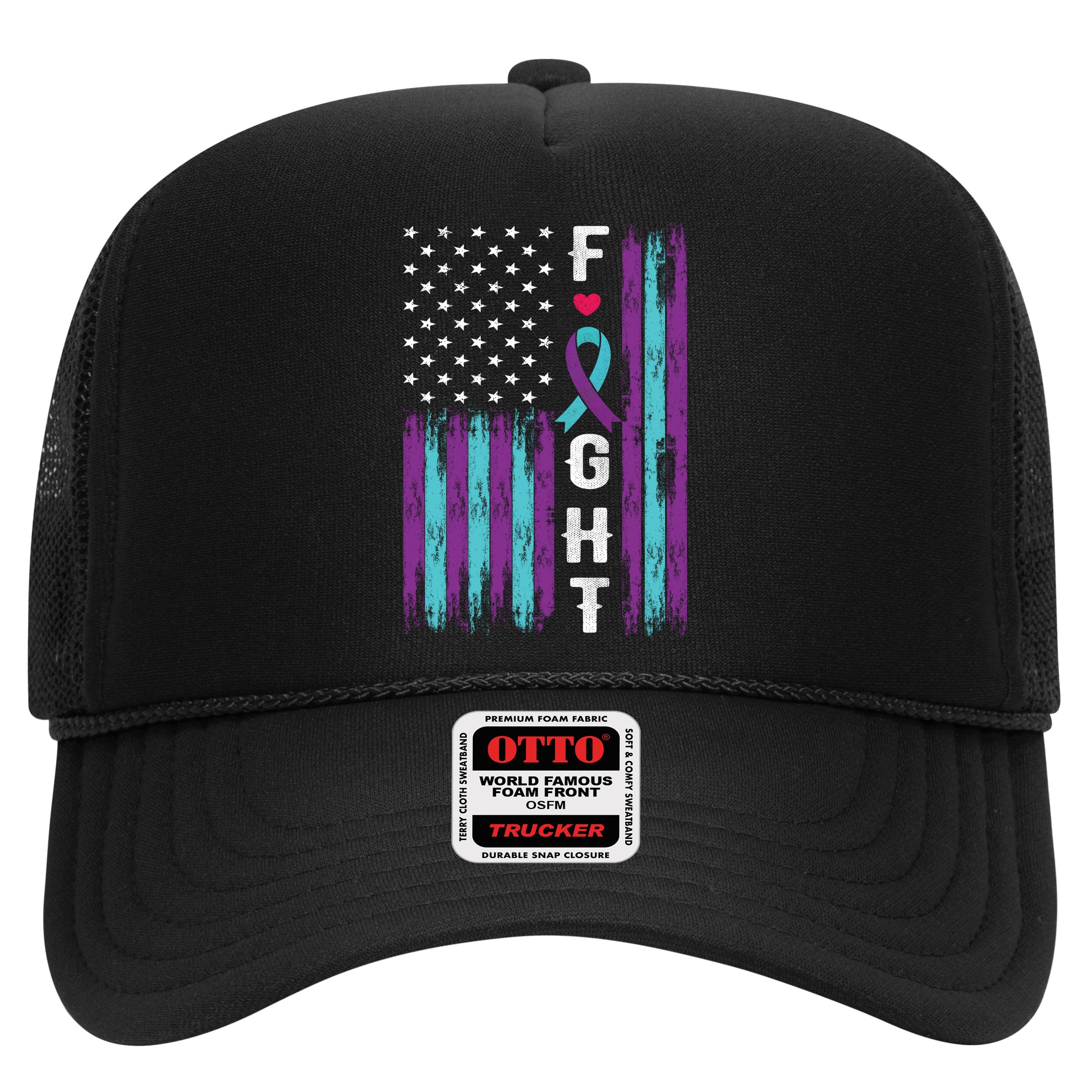 Fight Ribbon American Flag Suicide Prevention Awareness Hat