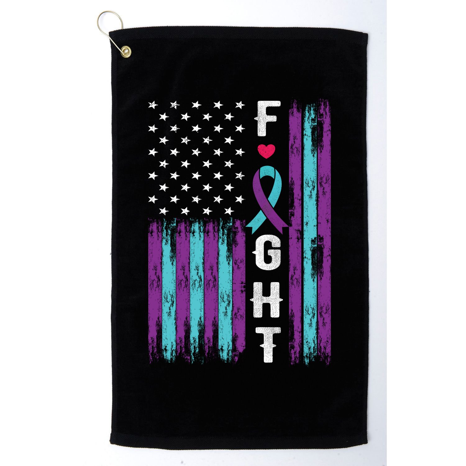 Fight Ribbon American Flag Suicide Prevention Awareness Golf Towel