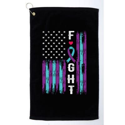 Fight Ribbon American Flag Suicide Prevention Awareness Platinum Collection Golf Towel