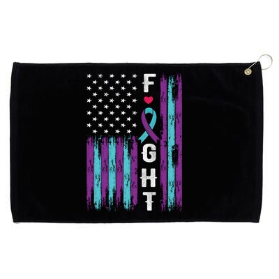 Fight Ribbon American Flag Suicide Prevention Awareness Grommeted Golf Towel