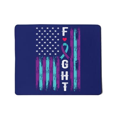 Fight Ribbon American Flag Suicide Prevention Awareness Mousepad