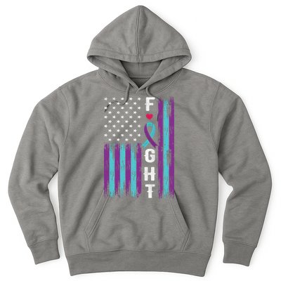 Fight Ribbon American Flag Suicide Prevention Awareness Hoodie
