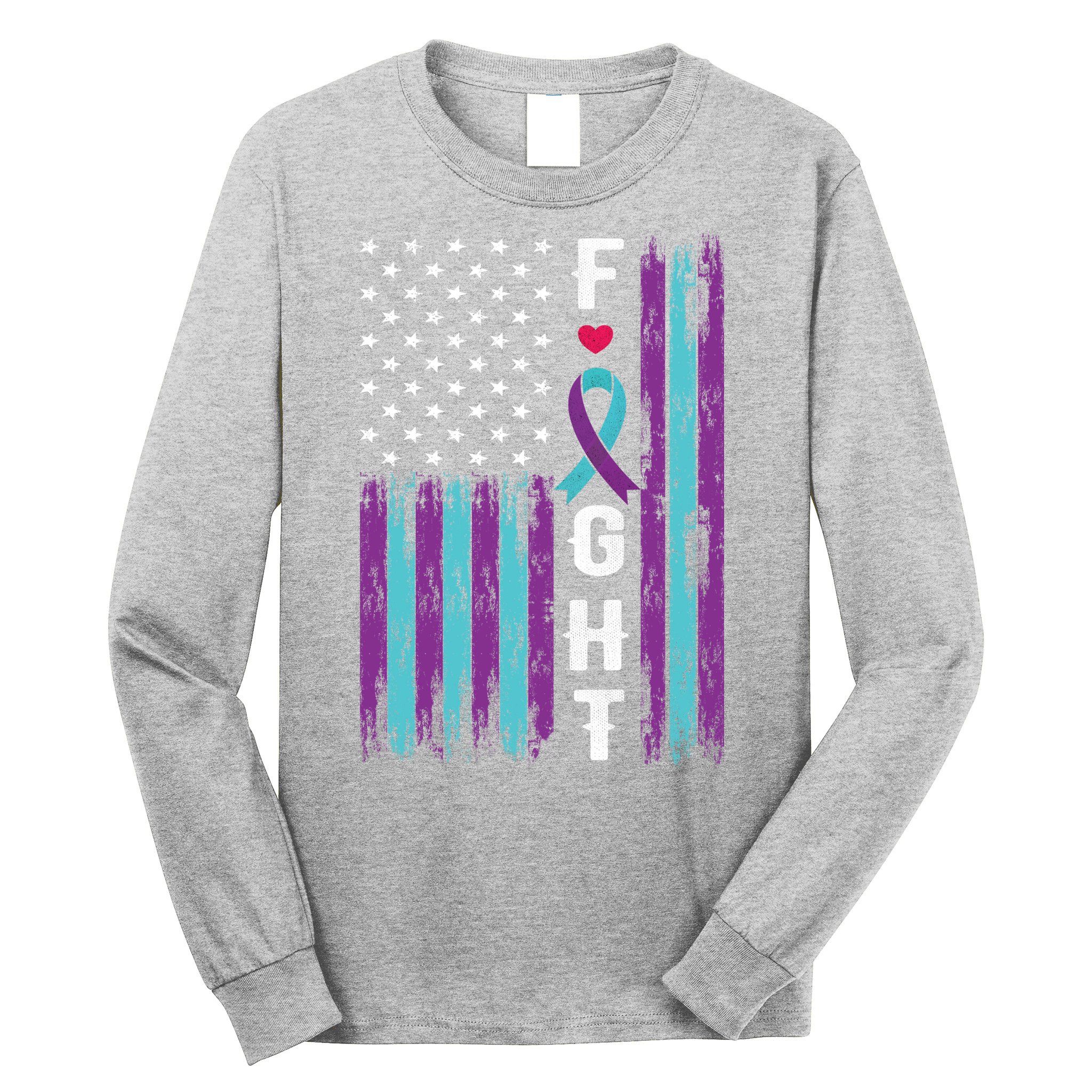 Fight Ribbon American Flag Suicide Prevention Awareness Long Sleeve Shirt