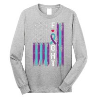 Fight Ribbon American Flag Suicide Prevention Awareness Long Sleeve Shirt