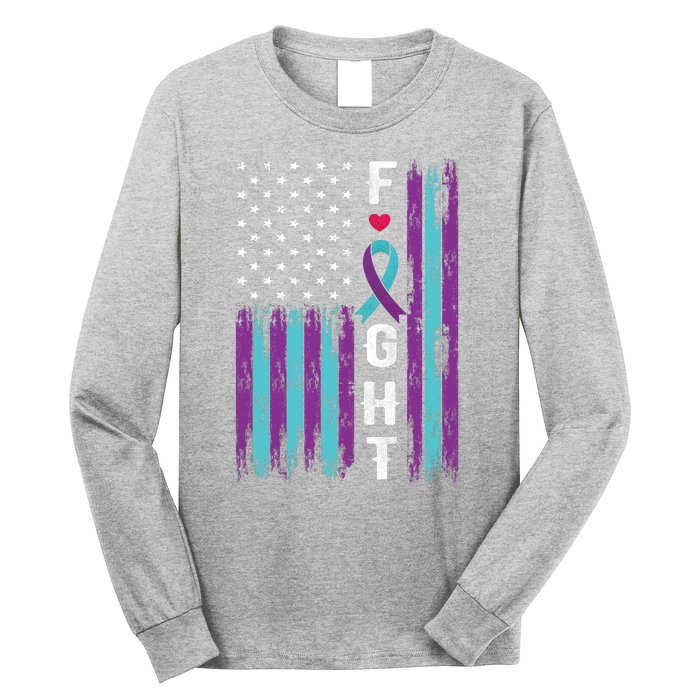 Fight Ribbon American Flag Suicide Prevention Awareness Long Sleeve Shirt