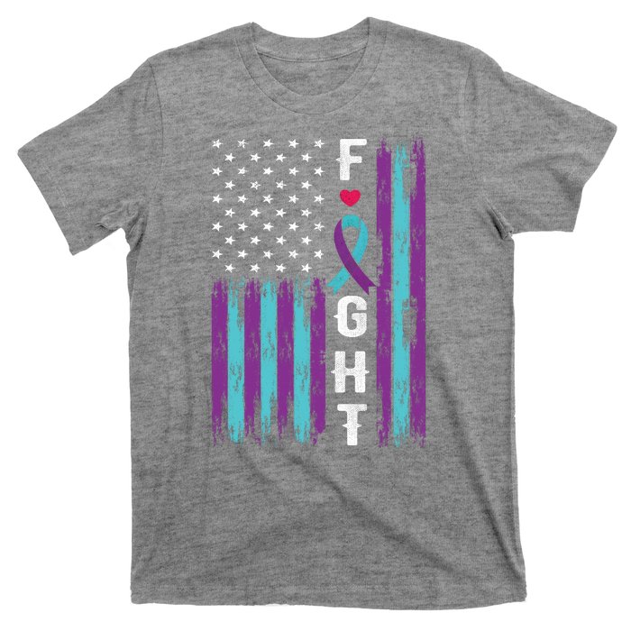 Fight Ribbon American Flag Suicide Prevention Awareness T-Shirt