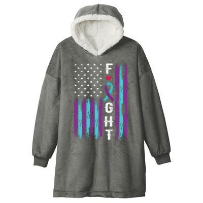 Fight Ribbon American Flag Suicide Prevention Awareness Hooded Wearable Blanket