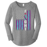 Fight Ribbon American Flag Suicide Prevention Awareness Women's Perfect Tri Tunic Long Sleeve Shirt