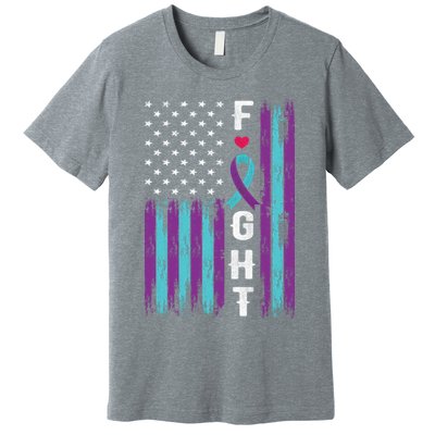 Fight Ribbon American Flag Suicide Prevention Awareness Premium T-Shirt
