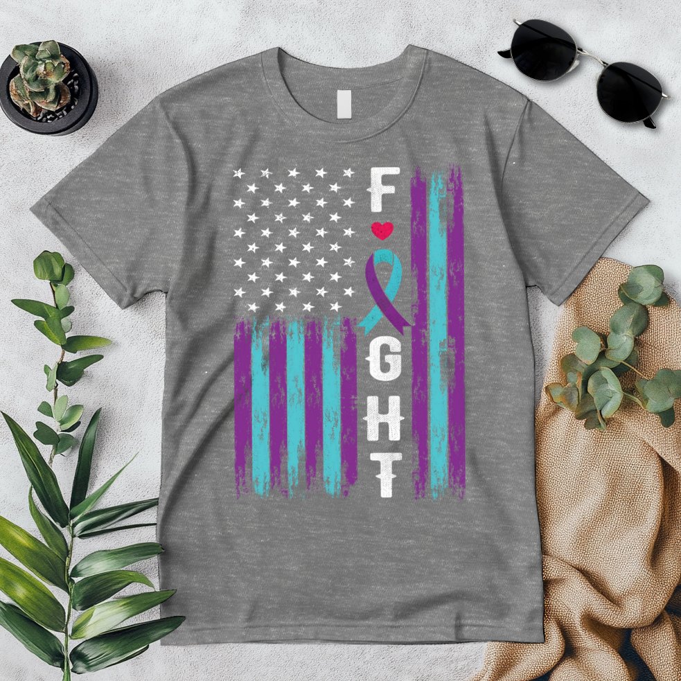 Fight Ribbon American Flag Suicide Prevention Awareness Premium T-Shirt