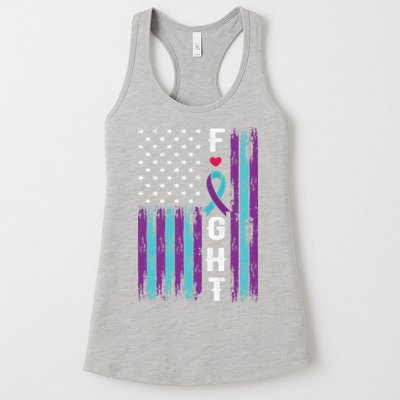 Fight Ribbon American Flag Suicide Prevention Awareness Womens Tank Top