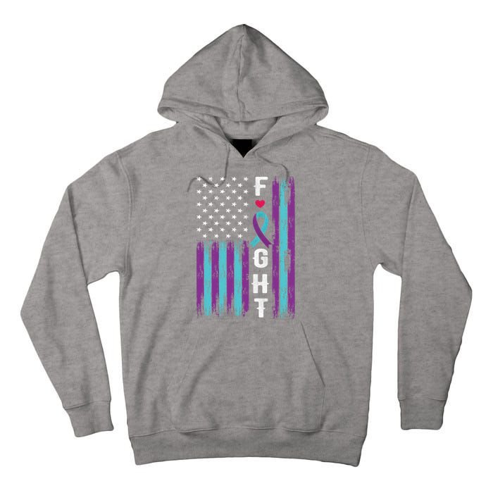 Fight Ribbon American Flag Suicide Prevention Awareness Tall Hoodie