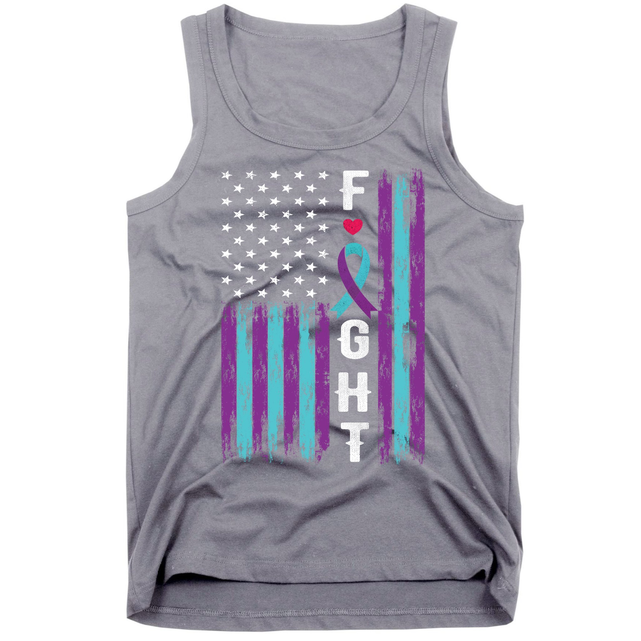 Fight Ribbon American Flag Suicide Prevention Awareness Tank Top