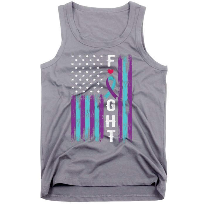 Fight Ribbon American Flag Suicide Prevention Awareness Tank Top