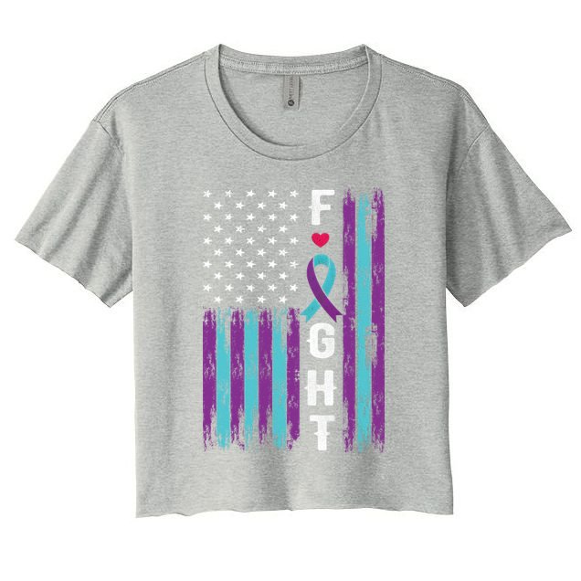 Fight Ribbon American Flag Suicide Prevention Awareness Crop Top