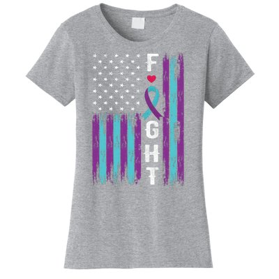 Fight Ribbon American Flag Suicide Prevention Awareness Women's T-Shirt