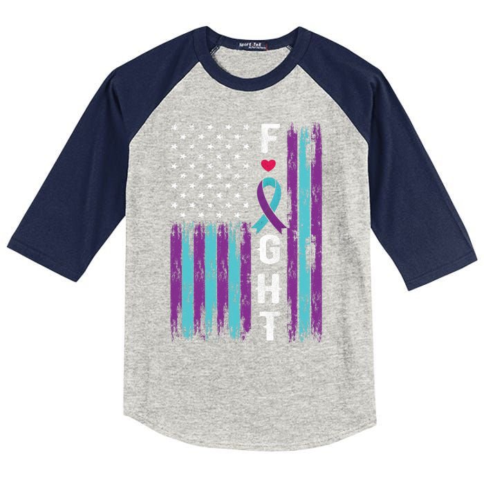 Fight Ribbon American Flag Suicide Prevention Awareness Kids Colorblock Raglan Jersey