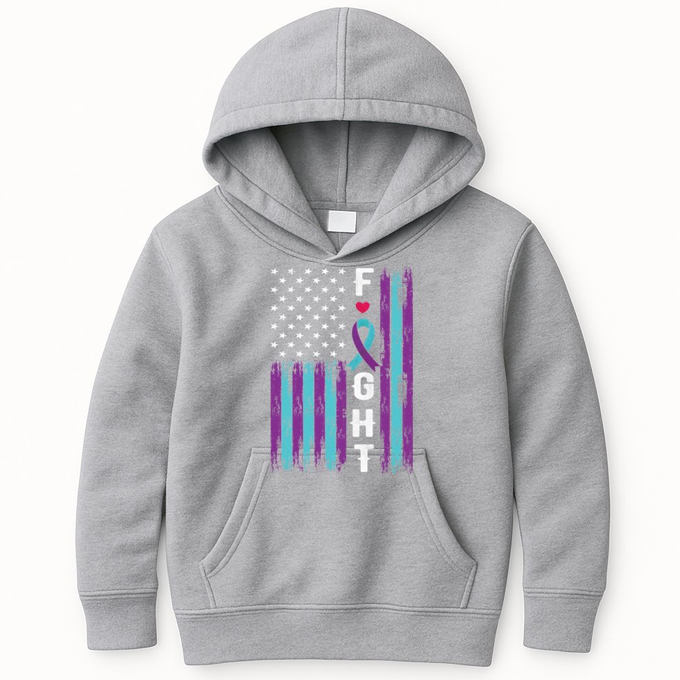 Fight Ribbon American Flag Suicide Prevention Awareness Kids Hoodie