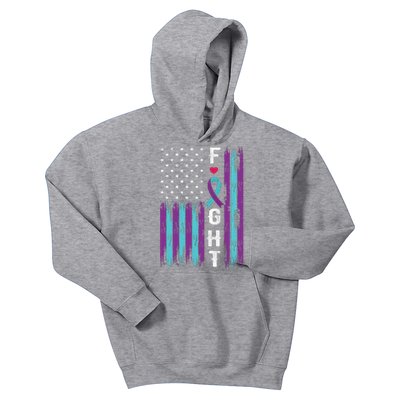 Fight Ribbon American Flag Suicide Prevention Awareness Kids Hoodie