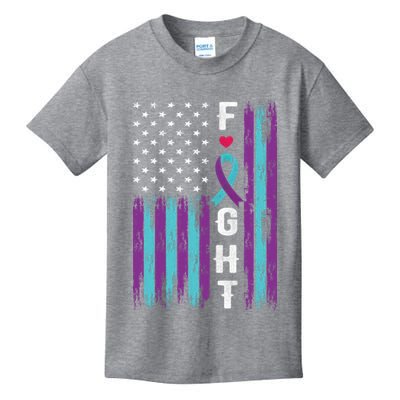 Fight Ribbon American Flag Suicide Prevention Awareness Kids T-Shirt