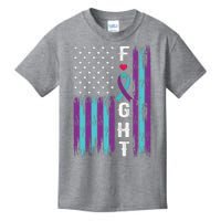 Fight Ribbon American Flag Suicide Prevention Awareness Kids T-Shirt