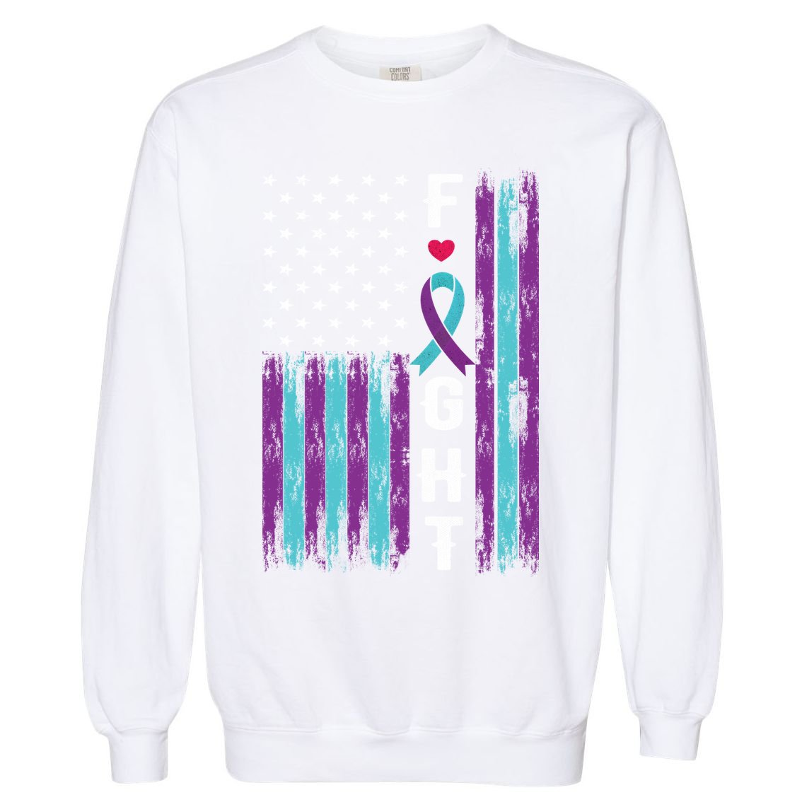 Fight Ribbon American Flag Suicide Prevention Awareness Garment-Dyed Sweatshirt