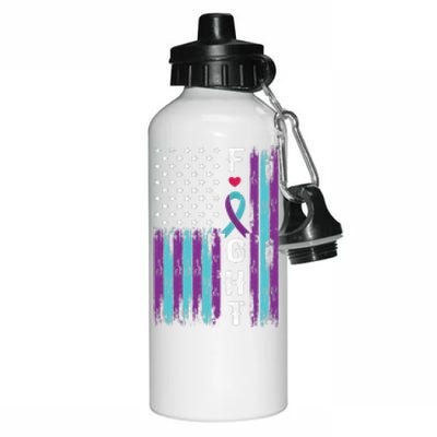 Fight Ribbon American Flag Suicide Prevention Awareness Aluminum Water Bottle