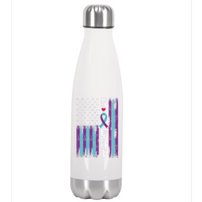 Fight Ribbon American Flag Suicide Prevention Awareness Stainless Steel Insulated Water Bottle