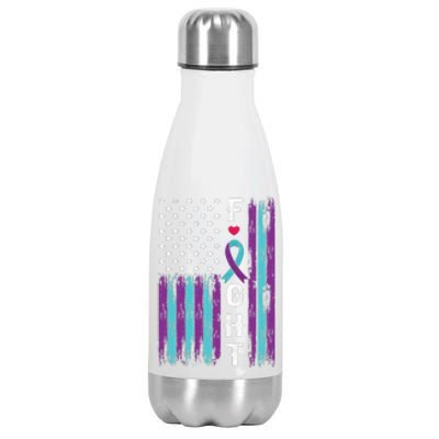 Fight Ribbon American Flag Suicide Prevention Awareness Stainless Steel Insulated Water Bottle