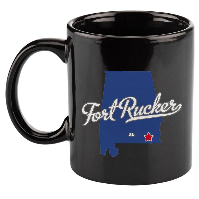 Fort Rucker Alabama AL Map 11oz C Handle Ceramic Mug