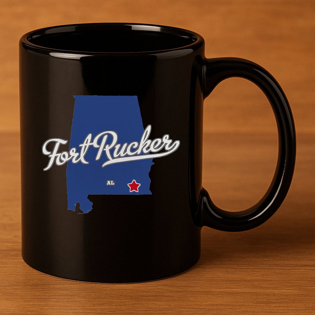 Fort Rucker Alabama AL Map 11oz C Handle Ceramic Mug