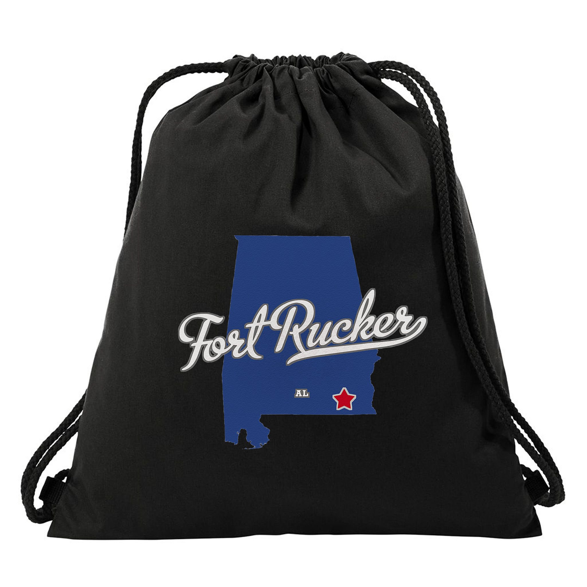 Fort Rucker Alabama AL Map Drawstring Bag