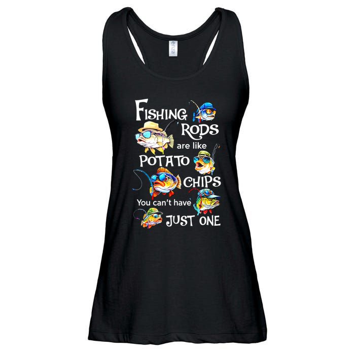 Fishing Rods Are Like Potato Chips You CanT Have Just One Ladies Essential Flowy Tank