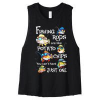 Fishing Rods Are Like Potato Chips You CanT Have Just One Women's Racerback Cropped Tank