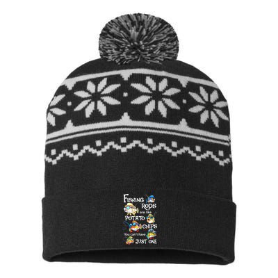 Fishing Rods Are Like Potato Chips You CanT Have Just One USA-Made Snowflake Beanie