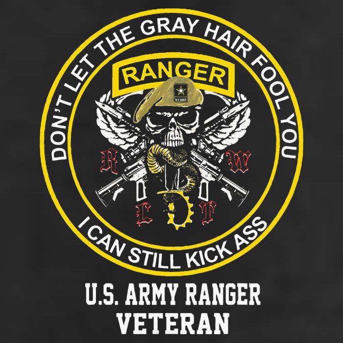 Funny Retired Army Ranger Veteran USA Military Vet 7 Panel Mesh Trucker Snapback Hat
