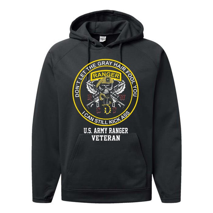 Funny Retired Army Ranger Veteran USA Military Vet Performance Fleece Hoodie