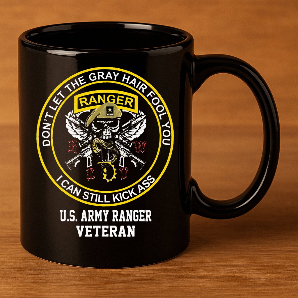 Funny Retired Army Ranger Veteran USA Military Vet 11oz C Handle Ceramic Mug