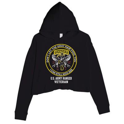 Funny Retired Army Ranger Veteran USA Military Vet Crop Fleece Hoodie