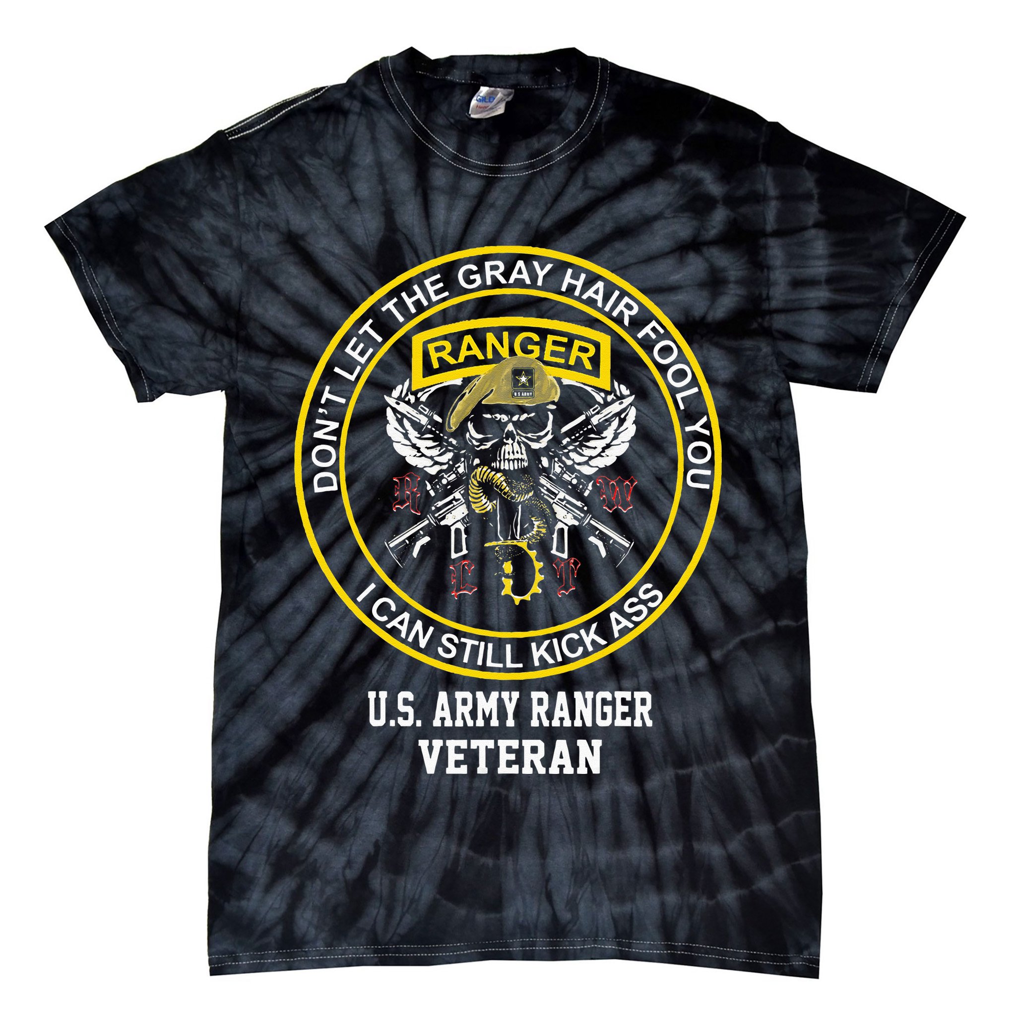 Funny Retired Army Ranger Veteran USA Military Vet Tie-Dye T-Shirt