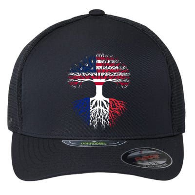 French Roots American Grown Usa France Flag Flexfit Unipanel Trucker Cap