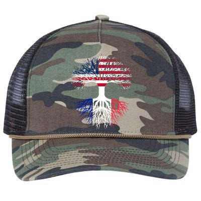 French Roots American Grown Usa France Flag Retro Rope Trucker Hat Cap