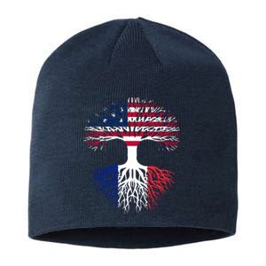 French Roots American Grown Usa France Flag Sustainable Beanie