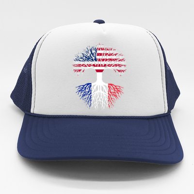 French Roots American Grown Usa France Flag Trucker Hat