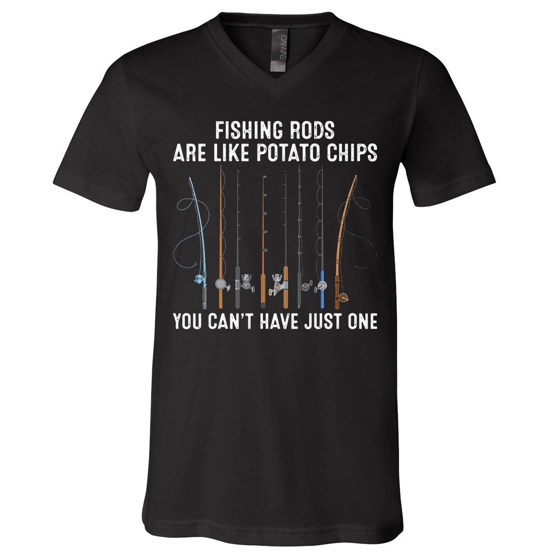 Fishing Rods Are Like Potatos Chips V-Neck T-Shirt