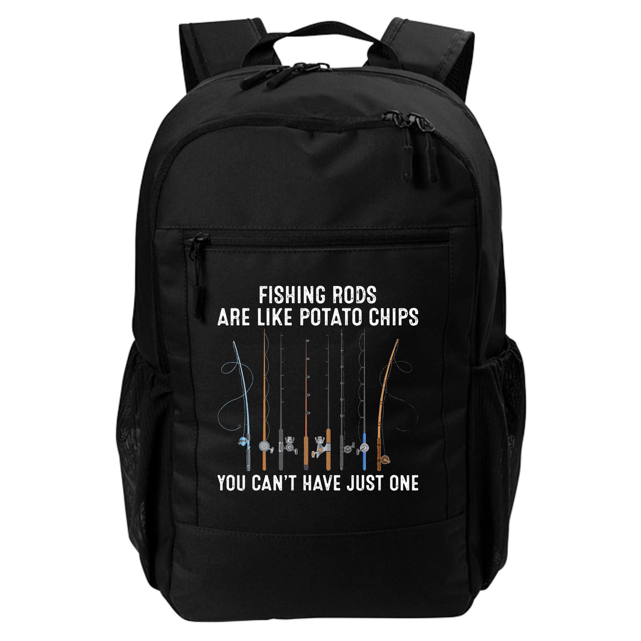 Fishing Rods Are Like Potatos Chips Backpack