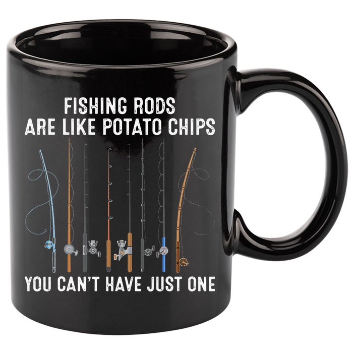 Fishing Rods Are Like Potatos Chips 11oz C Handle Ceramic Mug