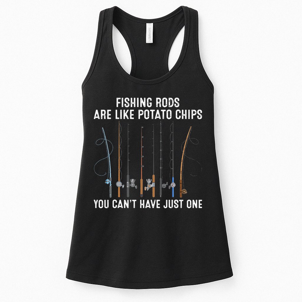 Fishing Rods Are Like Potatos Chips Womens Tank Top