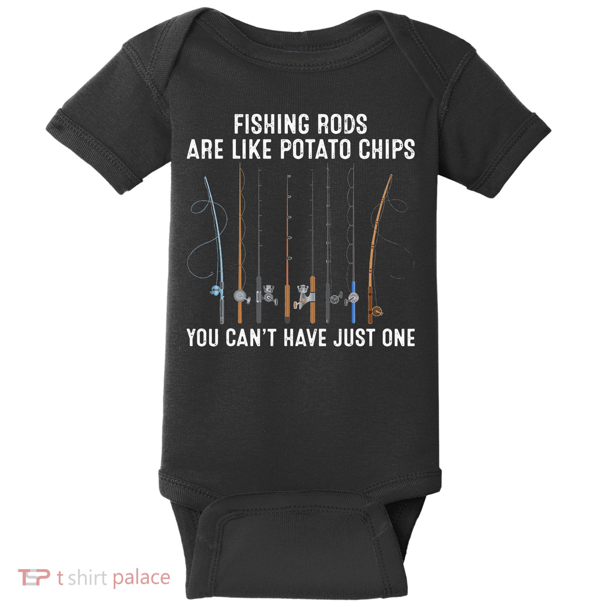 Fishing Rods Are Like Potatos Chips Baby Bodysuit